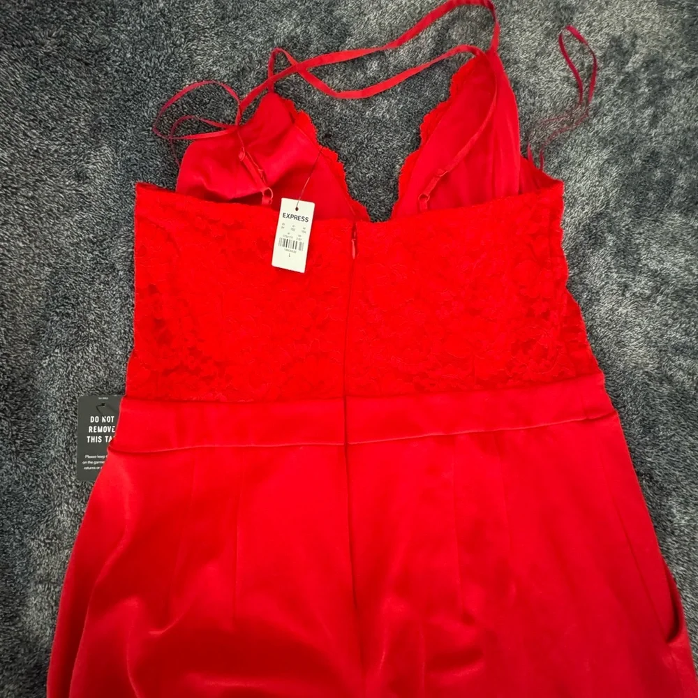 Express Red Lace Jumpsuit - Picture 3 of 4